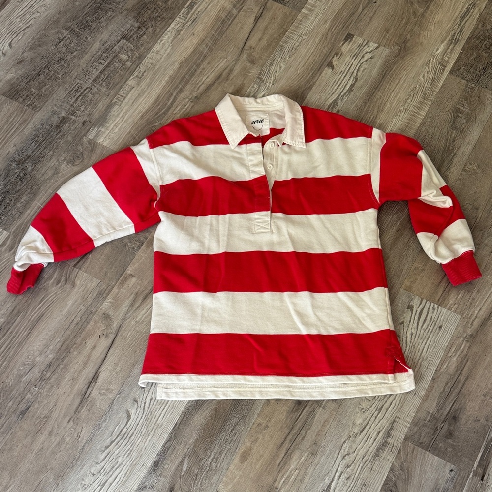 Red and White Striped aerie Shirt